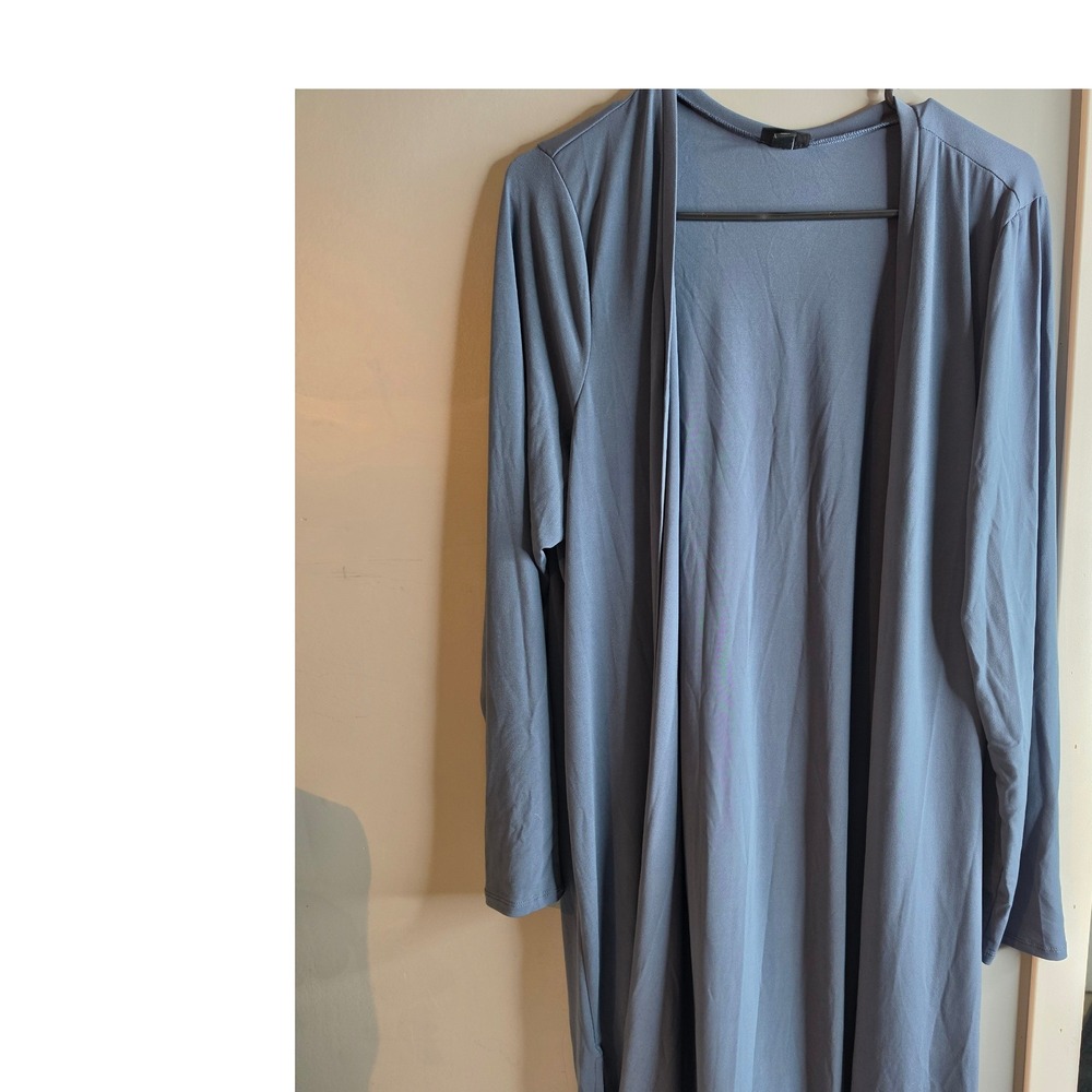 Torrid Womens Blue Open Front Longline Duster Cardigan Size 2 Plus Long Sleeve